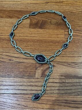 Brushed silver with Deep Purple Faceted Stones belt
